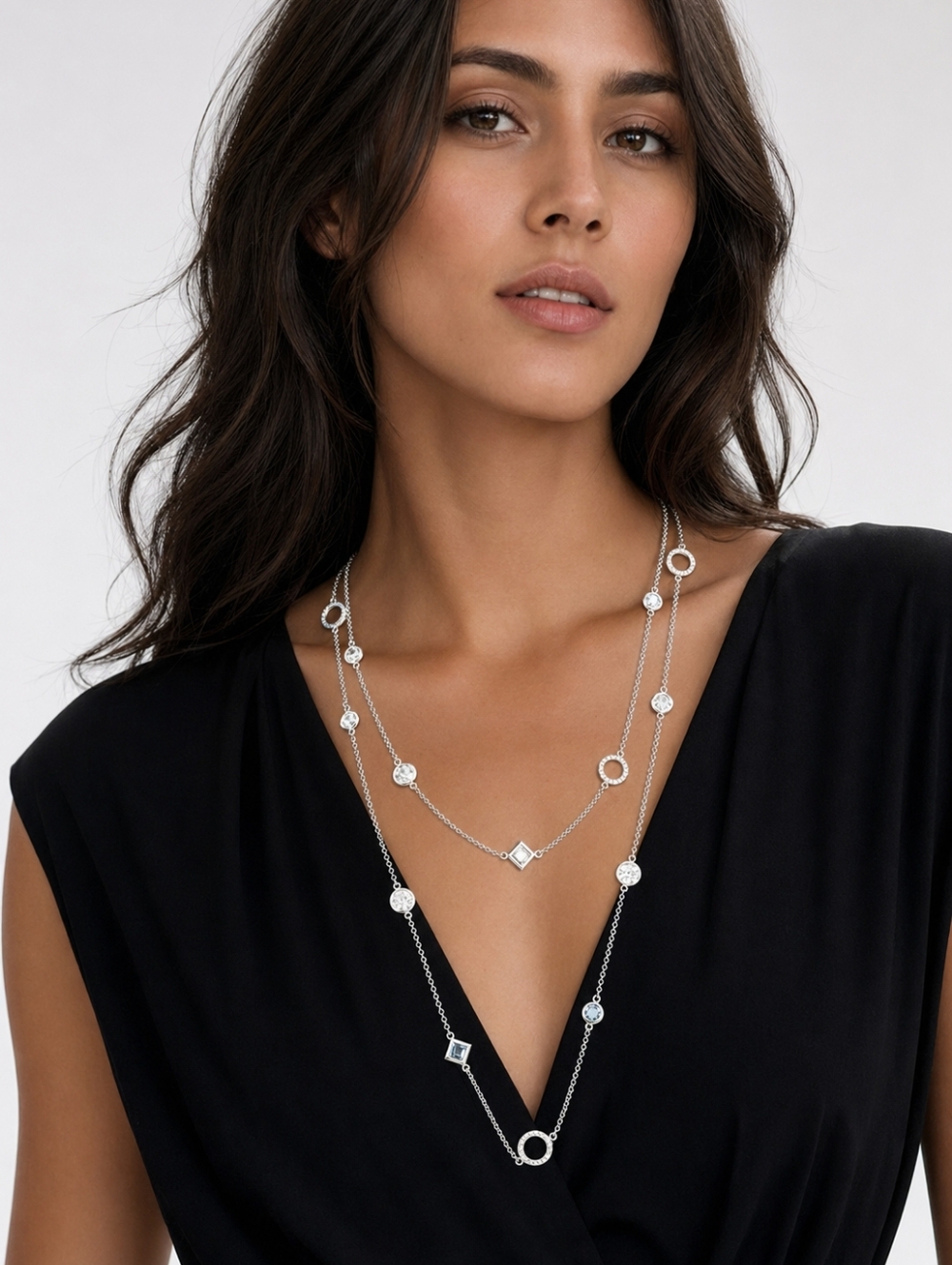 Lia Sophia Long Silver-Tone Station Necklace